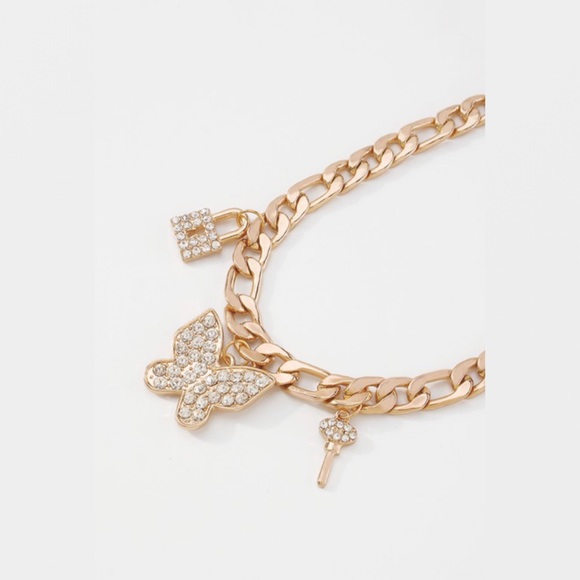 Gold link chain anklet bracelet - Picture 2 of 5